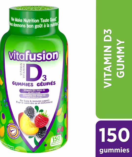 Vitafusion D3 Gummies 1000 IU, 150 Ct, 5 Mo Supply
