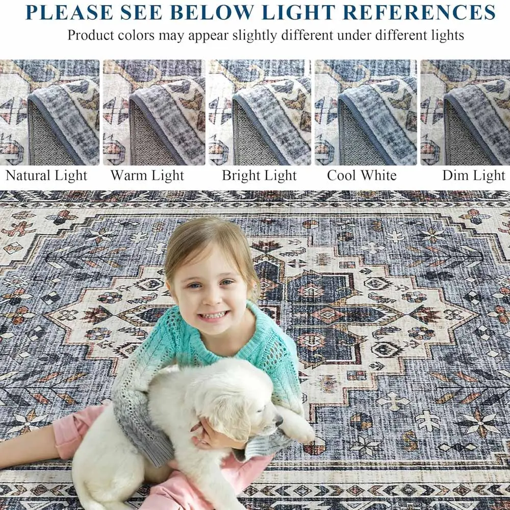 Mcadore 9'x12' Vintage Washable Rug - Soft &amp; Stylish Home Rug