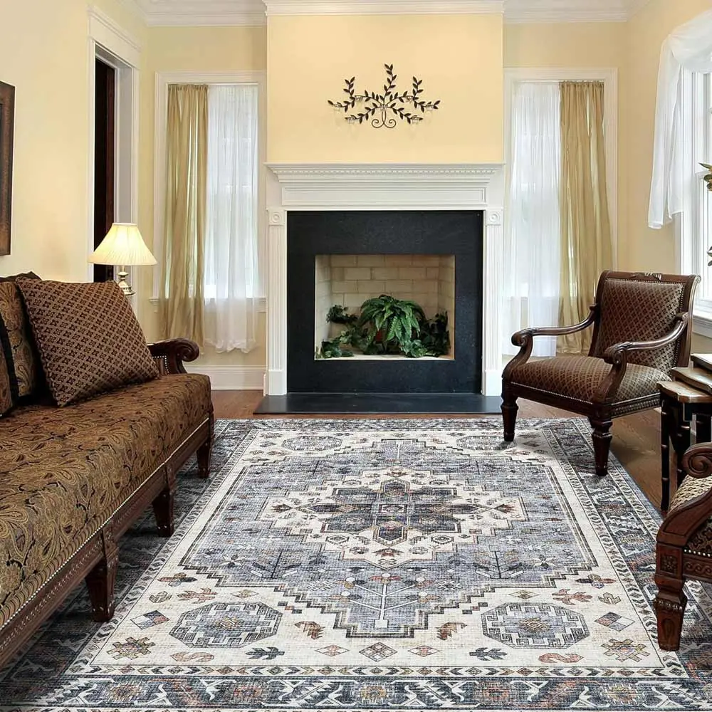 Mcadore 9'x12' Vintage Washable Rug - Soft &amp; Stylish Home Rug