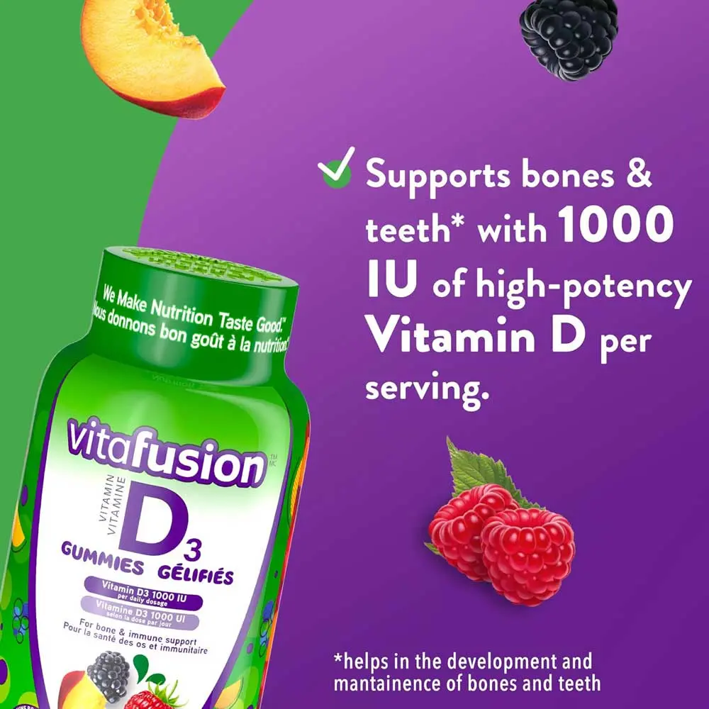 Vitafusion D3 Gummies 1000 IU, 150 Ct, 5 Mo Supply