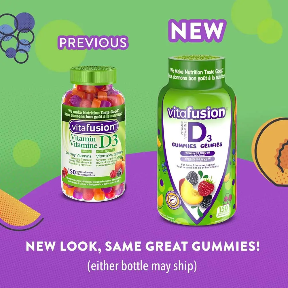 Vitafusion D3 Gummies 1000 IU, 150 Ct, 5 Mo Supply