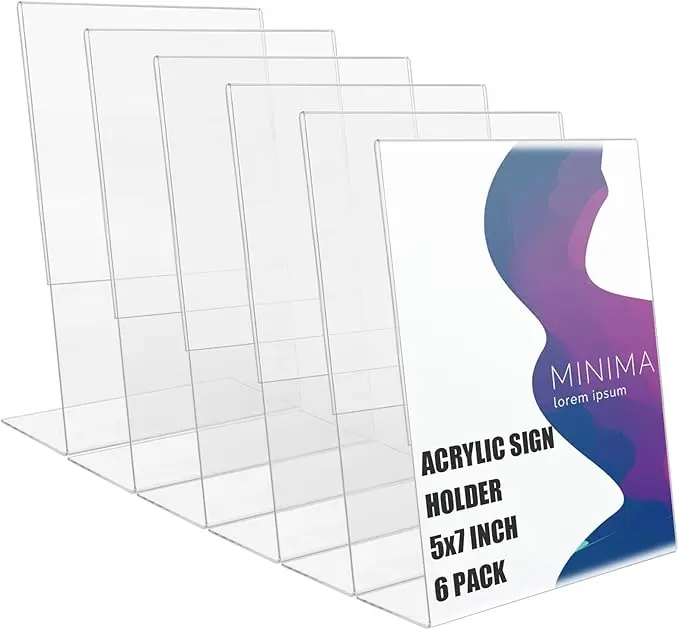 Clear Acrylic 5x7 Sign Holders – 6 Pack Display Set