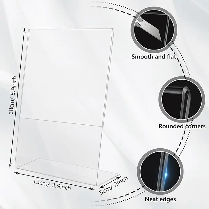 Clear Acrylic 5x7 Sign Holders – 6 Pack Display Set